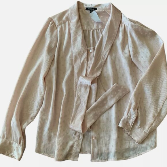 Elementz Women's blouse blush pink metallic color size L long sleeve - Picture 1 of 3